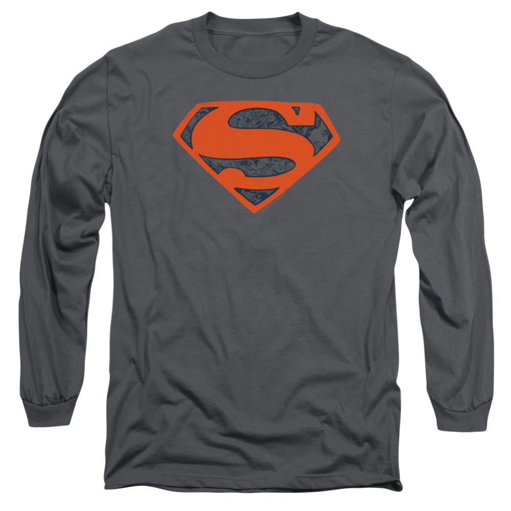 Superman Vintage Shield Collage Men's 18/1 Cotton LS T