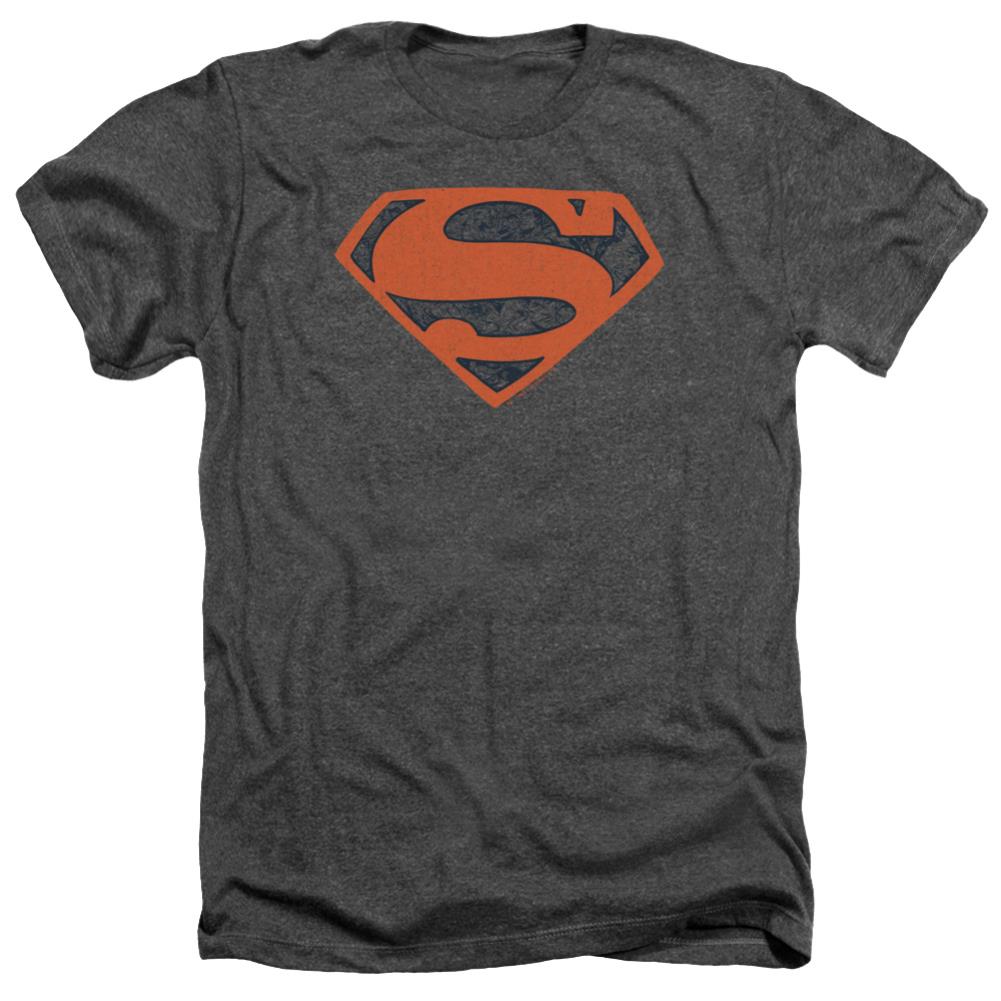 Superman Vintage Shield Collage Men's 30/1 Heather 60 40 Poly SS T