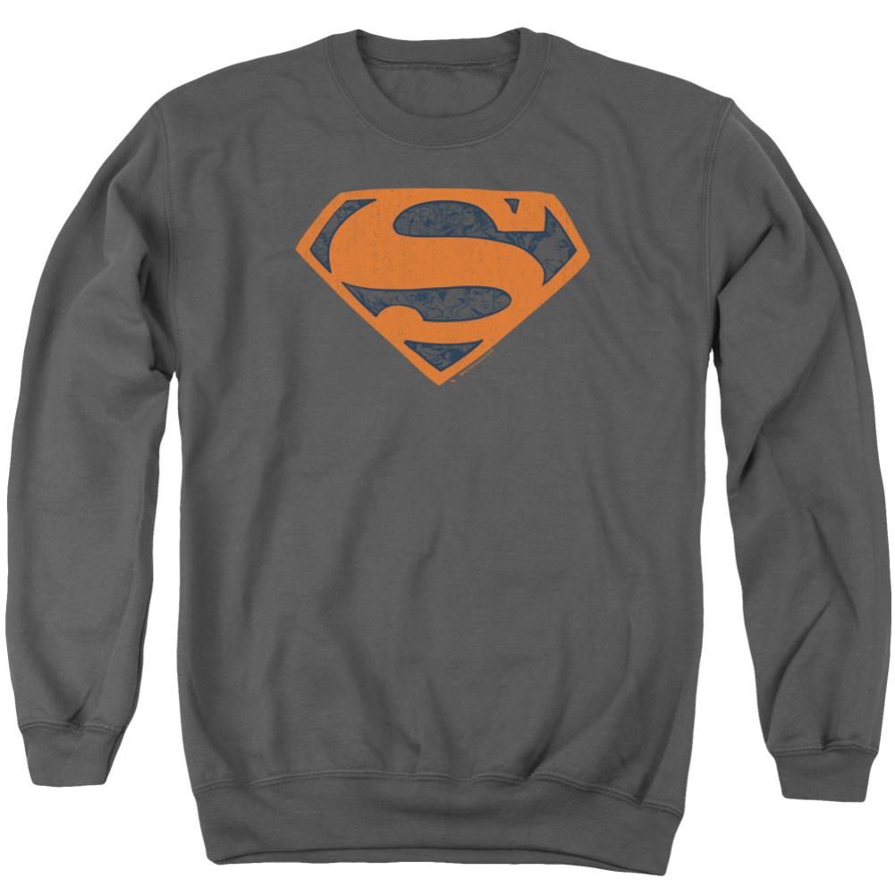 Superman Vintage Shield Collage Men's Crewneck 50 50 Poly LS T