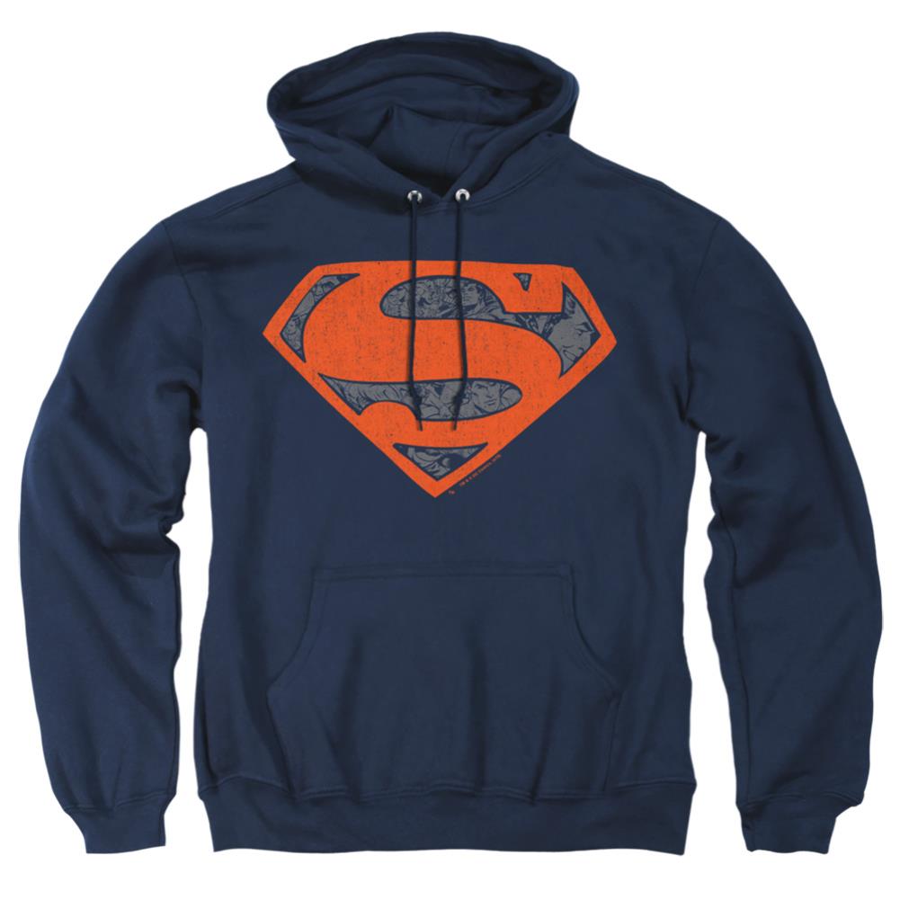 Superman Vintage Shield Collage Men's Pull-Over 75 25 Poly Hoodie