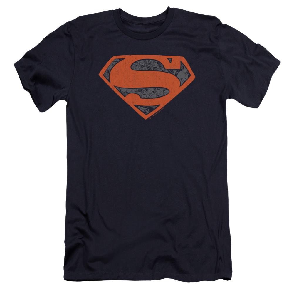 Superman Vintage Shield Collage Men's Ultra-Soft 30/1 Cotton Slim SS T