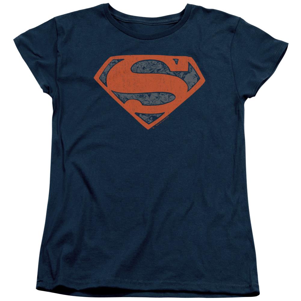 Superman Vintage Shield Collage Women's 18/1 Cotton SS T
