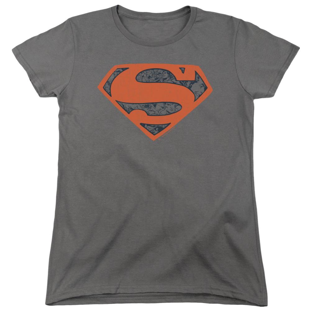 Superman Vintage Shield Collage Women's 18/1 Cotton SS T