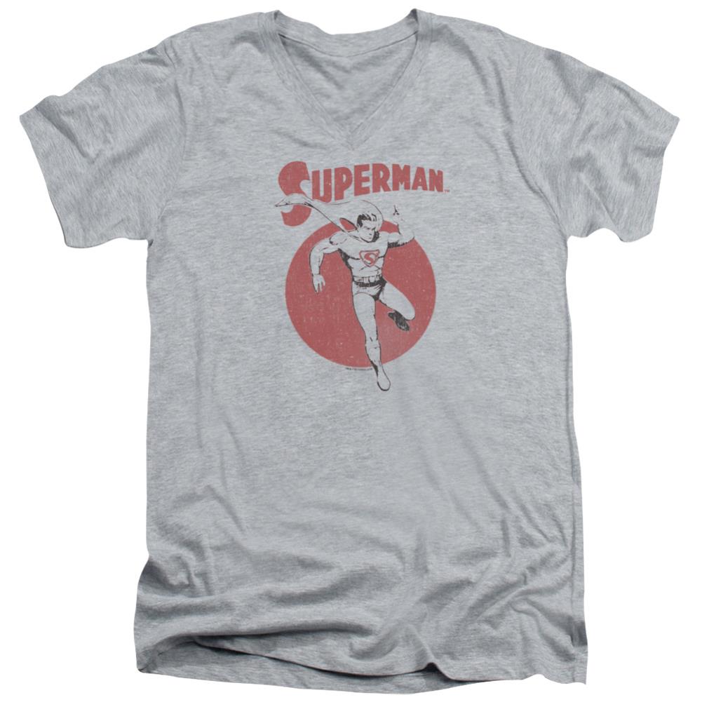 Superman Vintage Sphere Men's 30/1 Cotton Slim V-Neck T