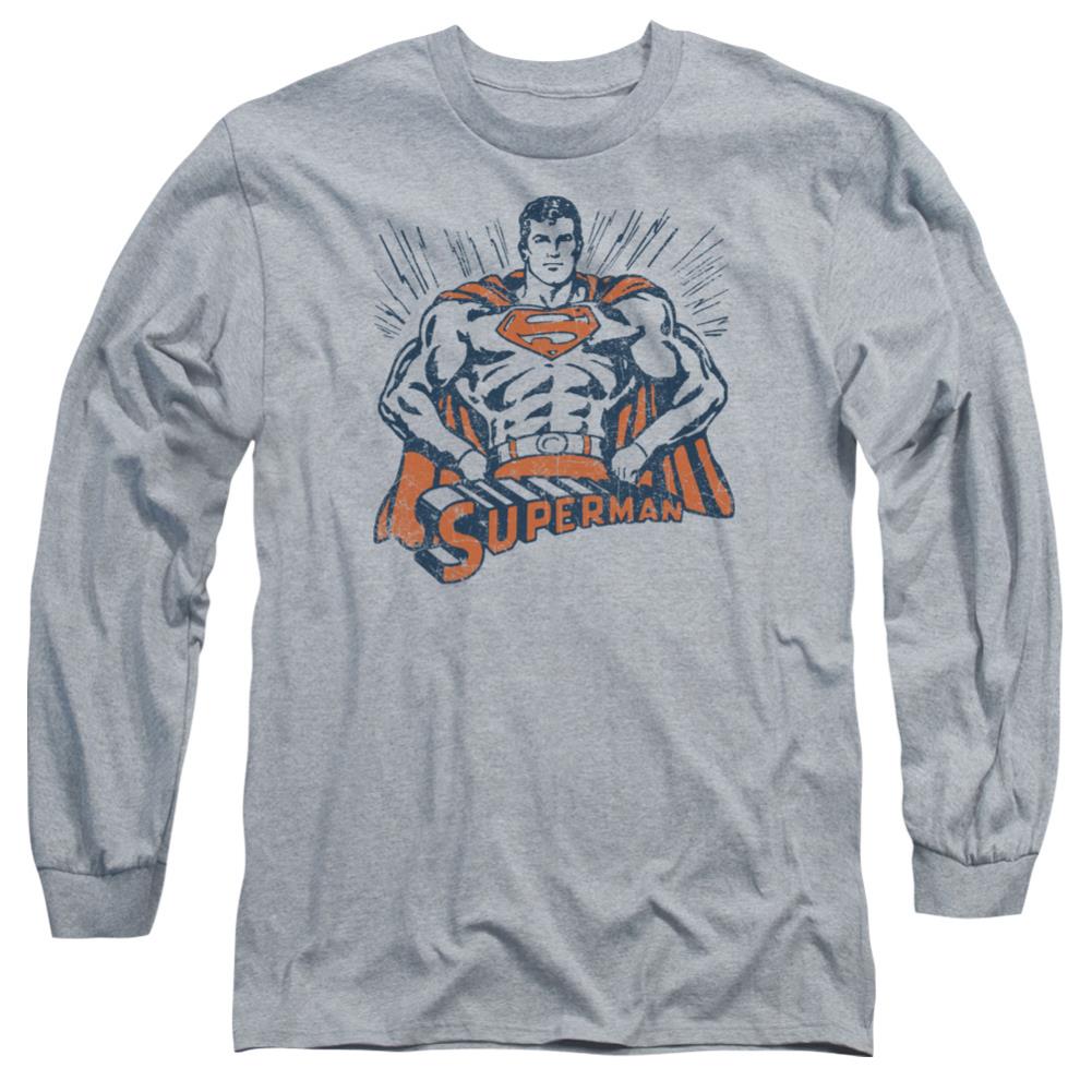 Superman Vintage Stance Men's 18/1 Cotton LS T