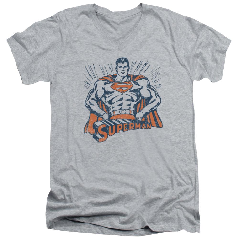Superman Vintage Stance Men's 30/1 Cotton Slim V-Neck T
