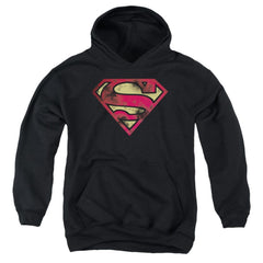 Superman War Torn Logo Youth Cotton Poly Pull-Over Hoodie