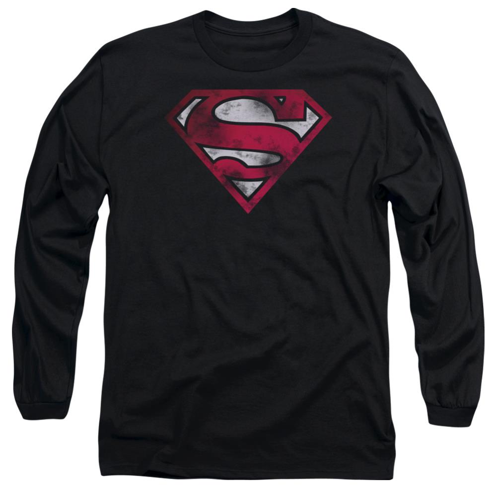 Superman War Torn Shield Men's 18/1 Cotton LS T
