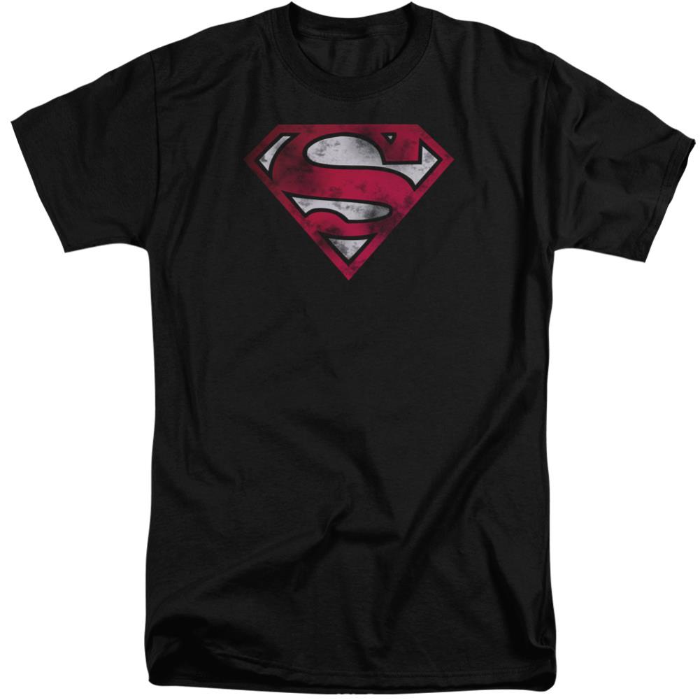Superman War Torn Shield Men's 18/1 Tall Cotton SS T