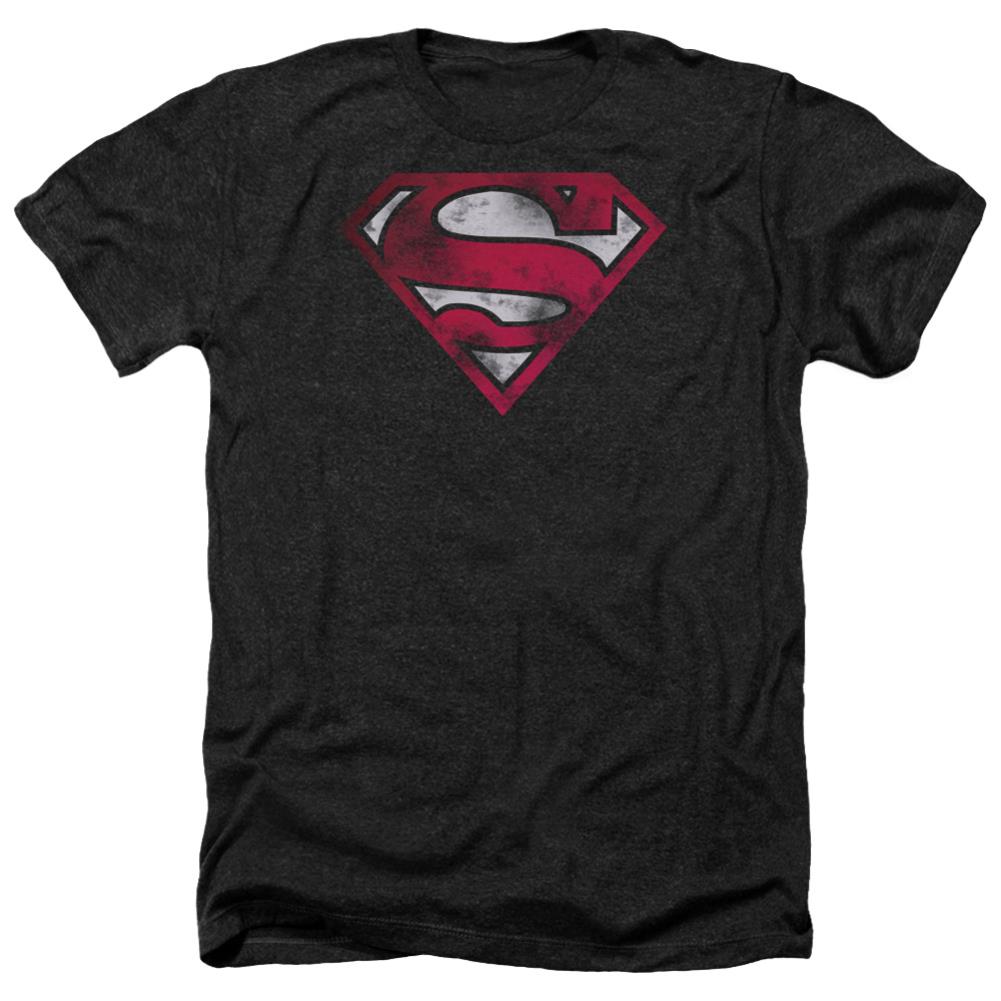 Superman War Torn Shield Men's 30/1 Heather 60 40 Poly SS T