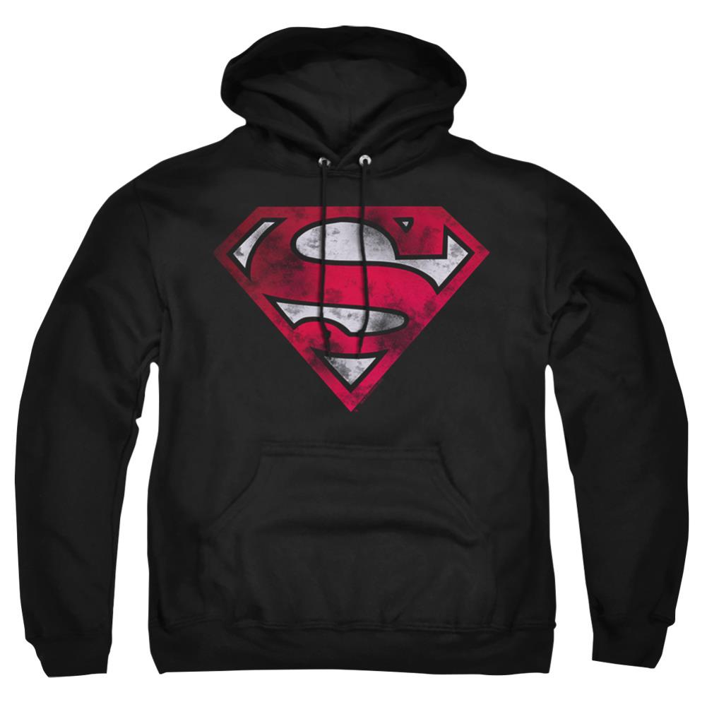 Superman War Torn Shield Men's Pull-Over 75 25 Poly Hoodie
