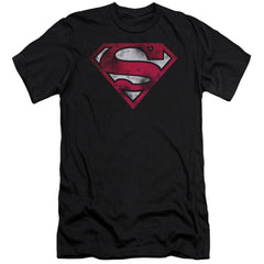 Superman War Torn Shield Men's Ultra-Soft 30/1 Cotton Slim SS T