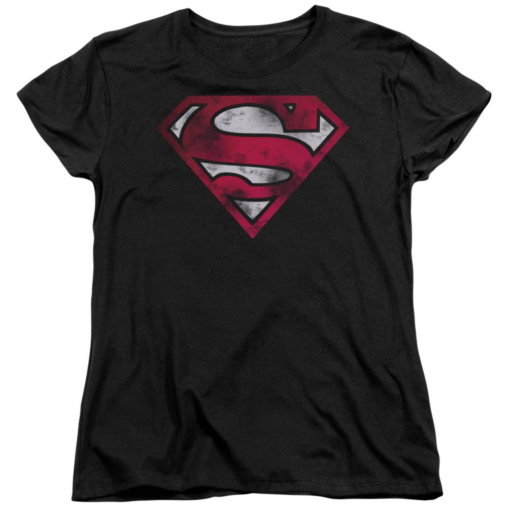 Superman War Torn Shield Women's 18/1 Cotton SS T