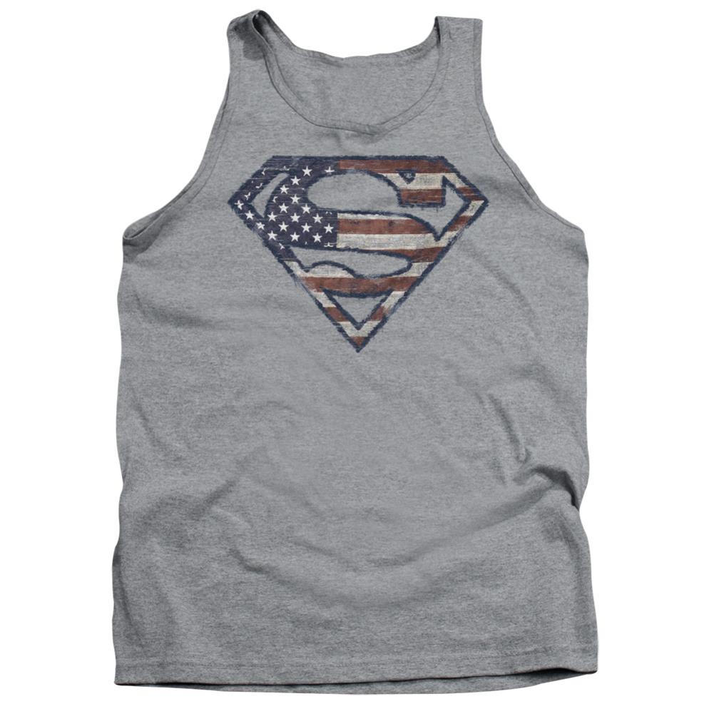 Superman Wartorn Flag Men's 18/1 Cotton Tank Top