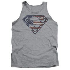 Superman Wartorn Flag Men's 18/1 Cotton Tank Top
