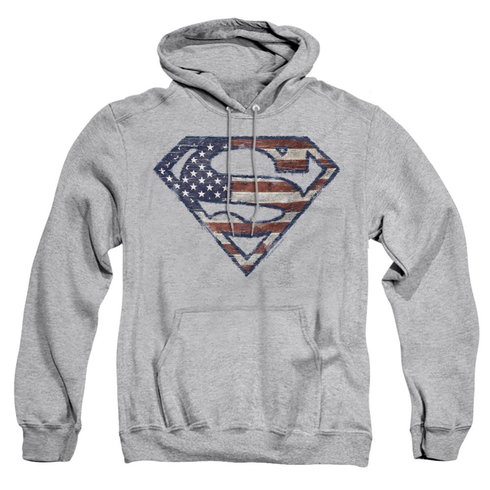 Superman Wartorn Flag Men's Pull-Over 75 25 Poly Hoodie