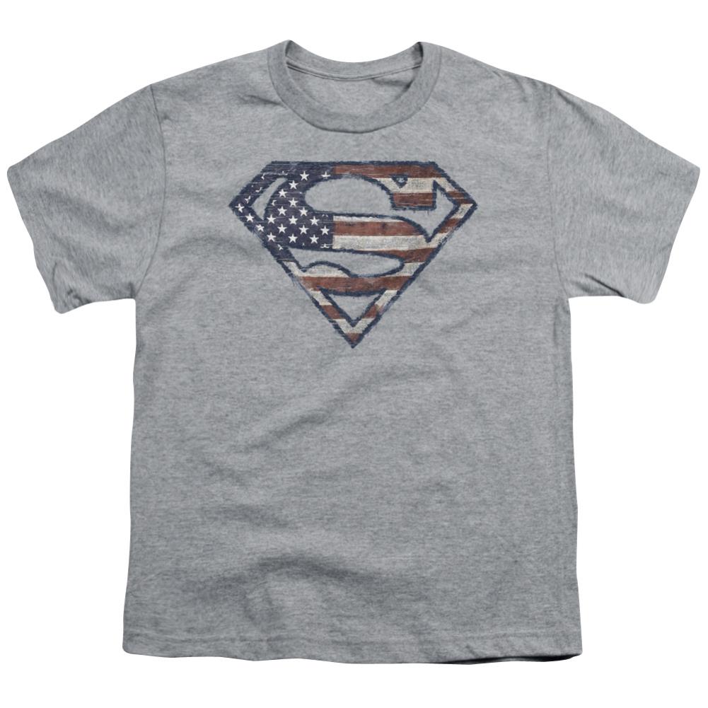 Superman Wartorn Flag Youth 18/1 100% Cotton SS T