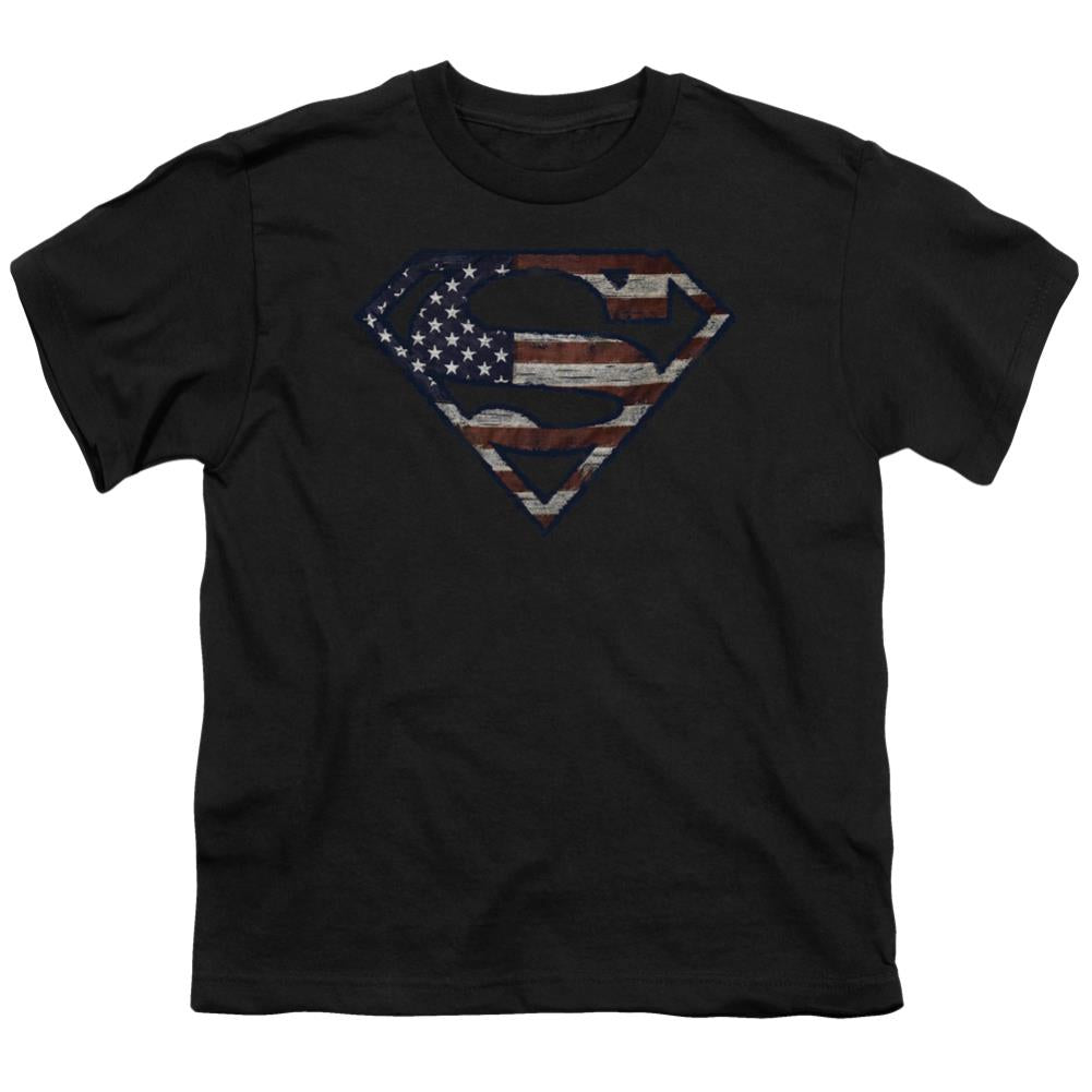 Superman Wartorn Flag Youth 18/1 100% Cotton SS T