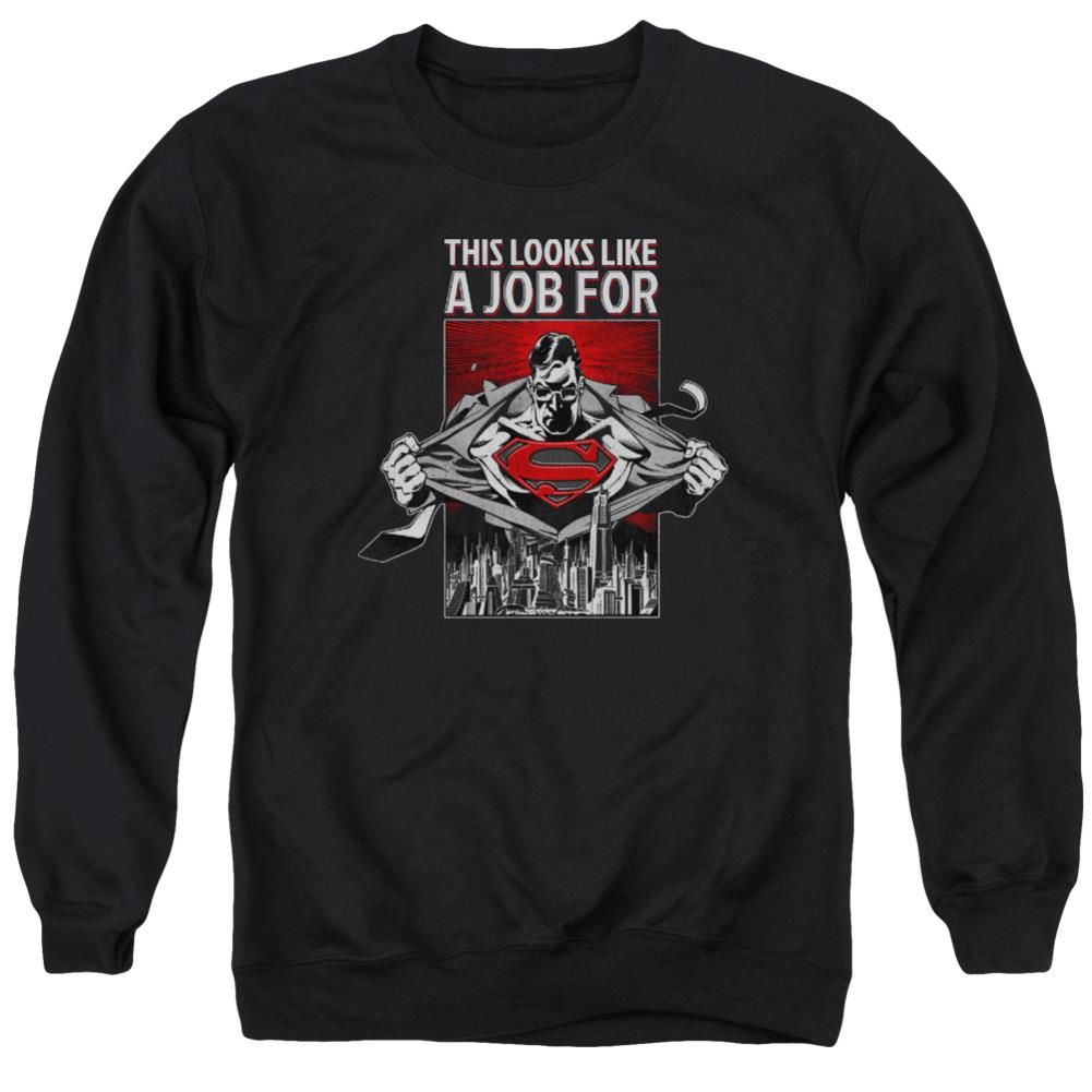 Superman Watchful Eye Men's Crewneck 50 50 Poly LS T