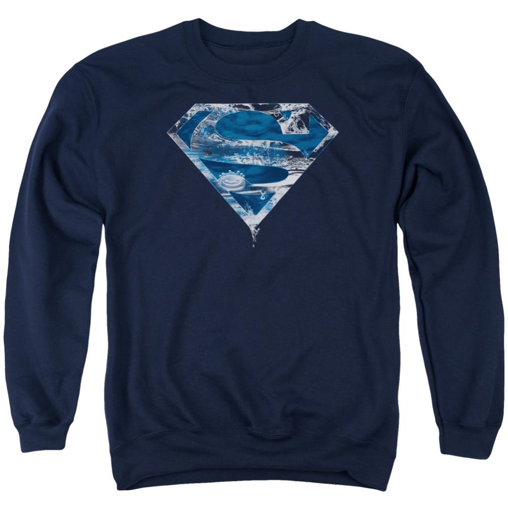 Superman Water Shield Men's Crewneck 50 50 Poly LS T