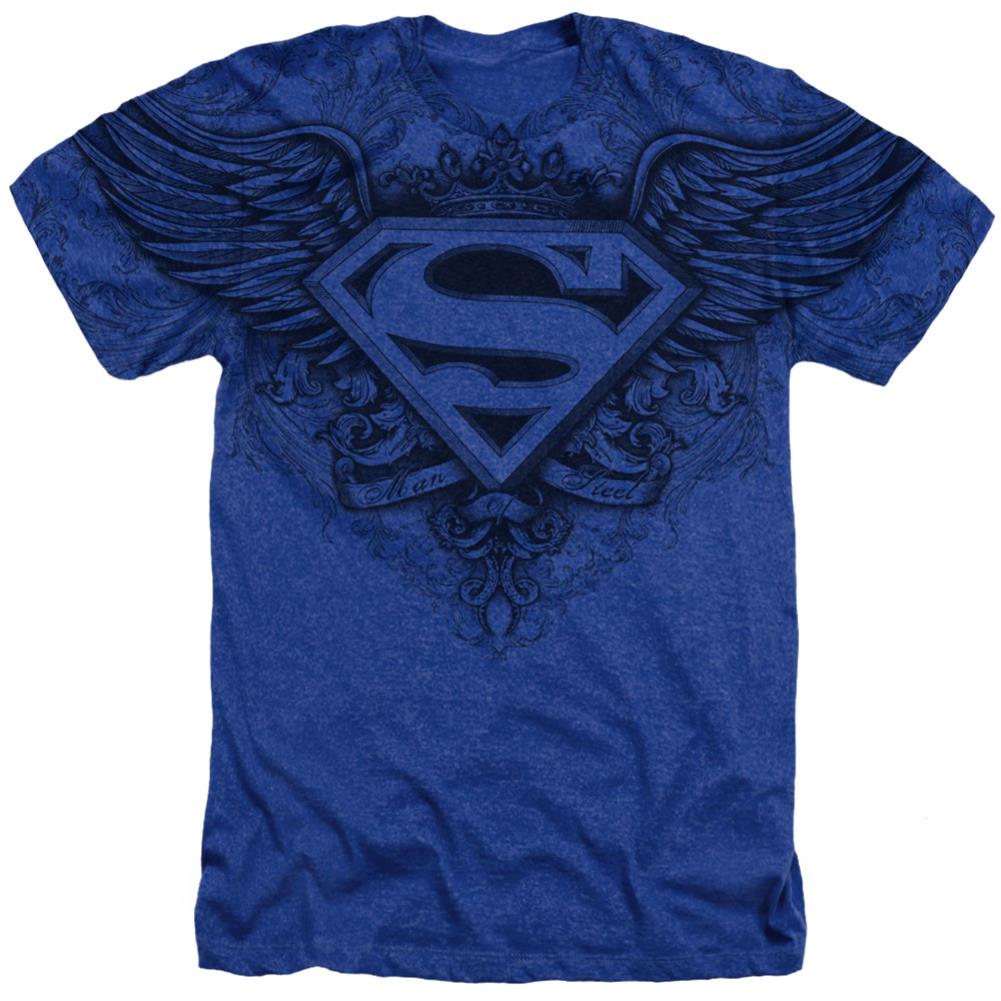 Superman Winged Logo Men's 30/1 Cotton Poly SS Heather T