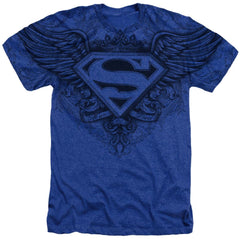 Superman Winged Logo Men's 30/1 Cotton Poly SS Heather T