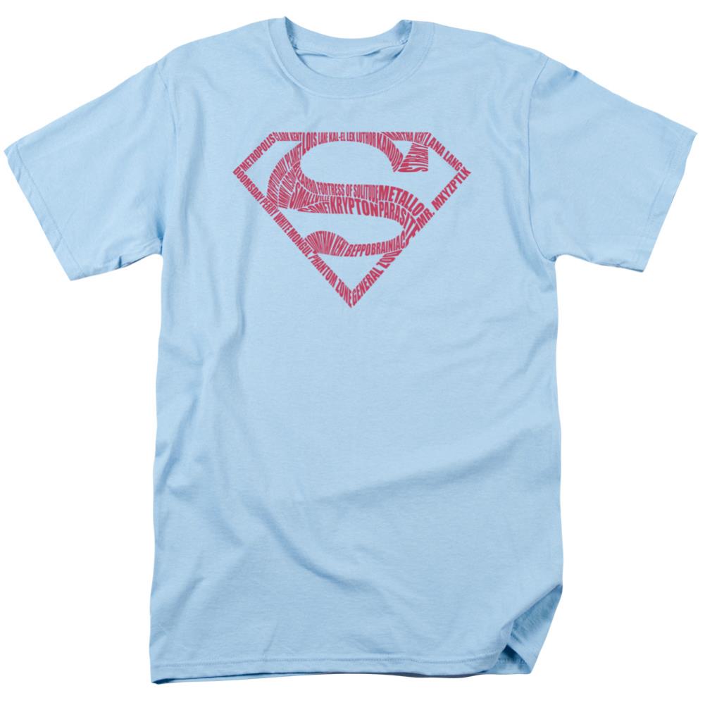 Superman  Word Shield Men's 18/1 Cotton SS T