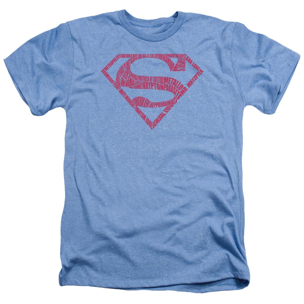 Superman  Word Shield Men's 30/1 Heather 60 40 Poly SS T