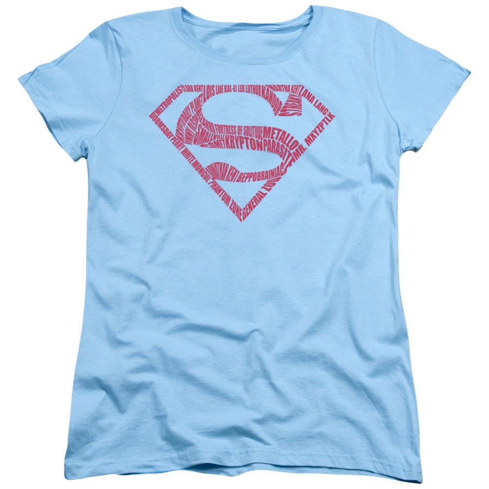 Superman  Word Shield Women's 18/1 Cotton SS T