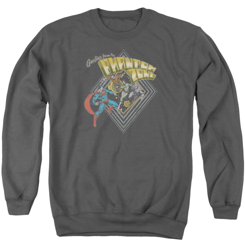 Superman Zod Greetings Men's Crewneck 50 50 Poly LS T