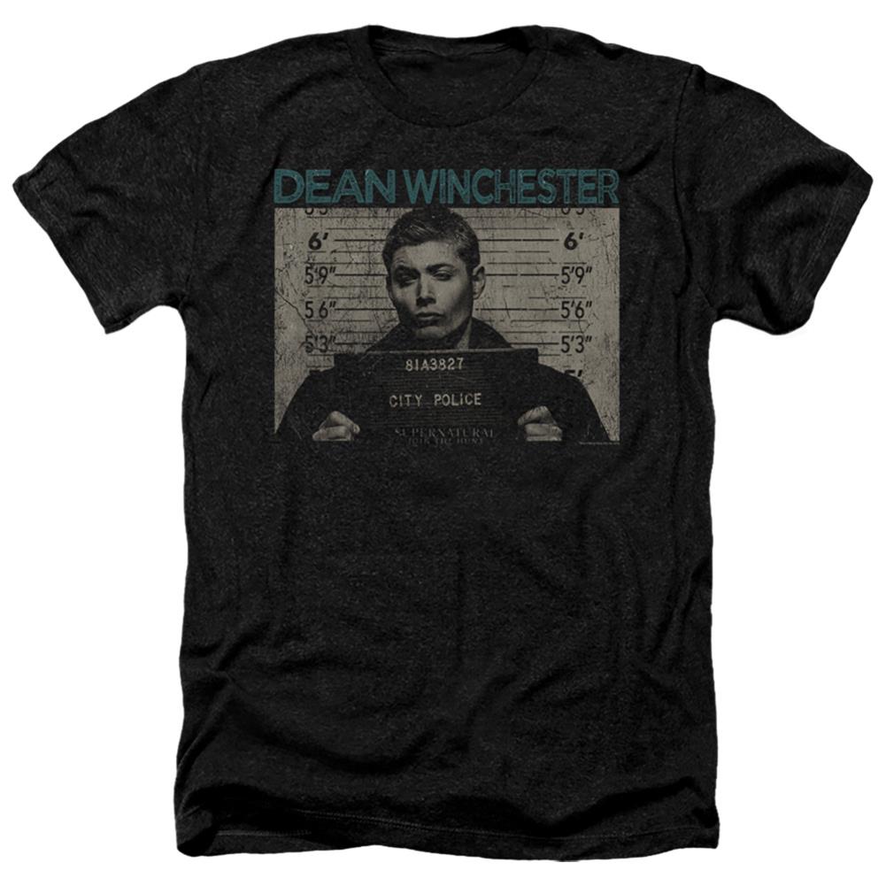 Supernatural Dean Mug Shot Men's 30/1 Heather 60 40 Poly Short-Sleeve T-Shirt