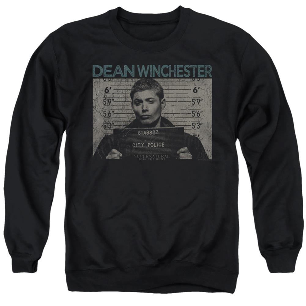 Supernatural Dean Mug Shot Men's Crewneck 50 50 Poly Long-Sleeve T-Shirt