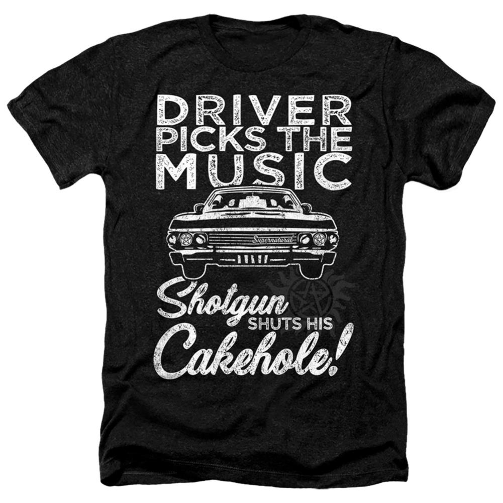 Supernatural Driver Picks Music Men's 30/1 Heather 60 40 Poly Short-Sleeve T-Shirt