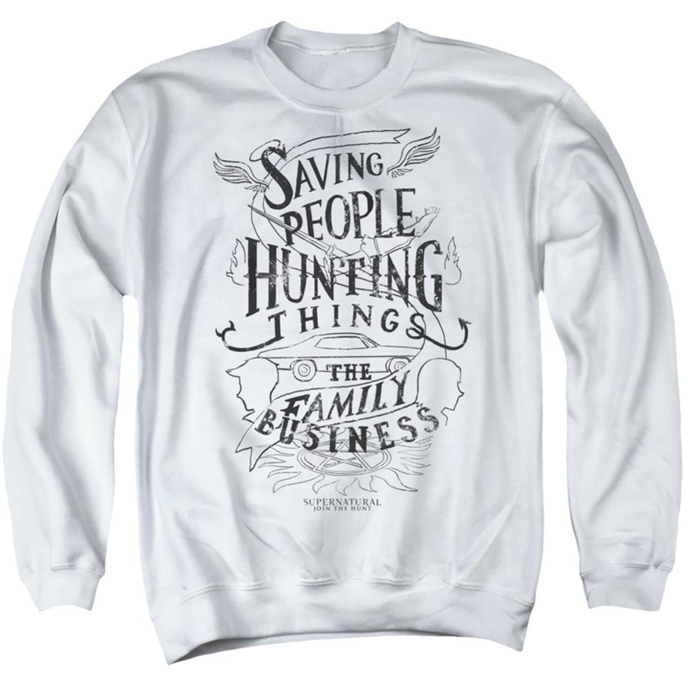 Supernatural Family Business Men's Crewneck 50 50 Poly Long-Sleeve T-Shirt