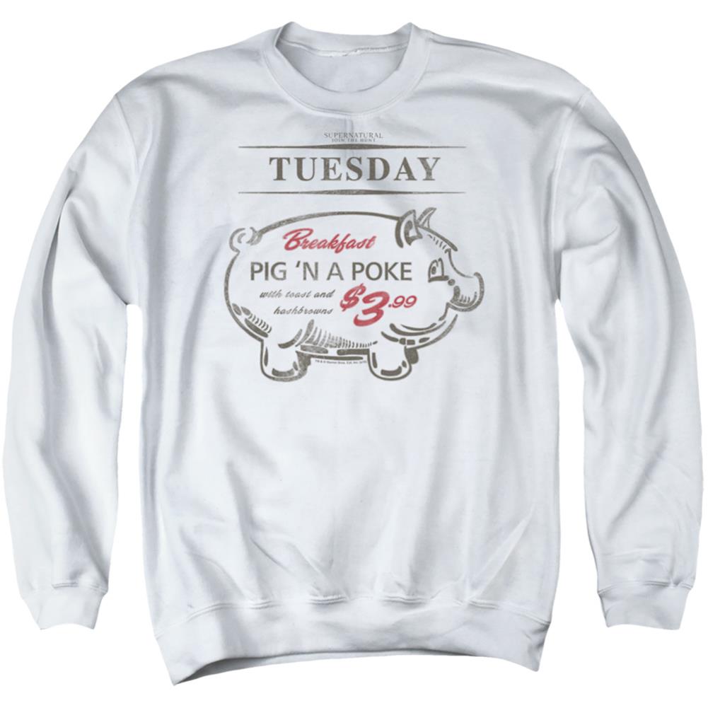 Supernatural Pig N Poke Men's Crewneck 50 50 Poly Long-Sleeve T-Shirt