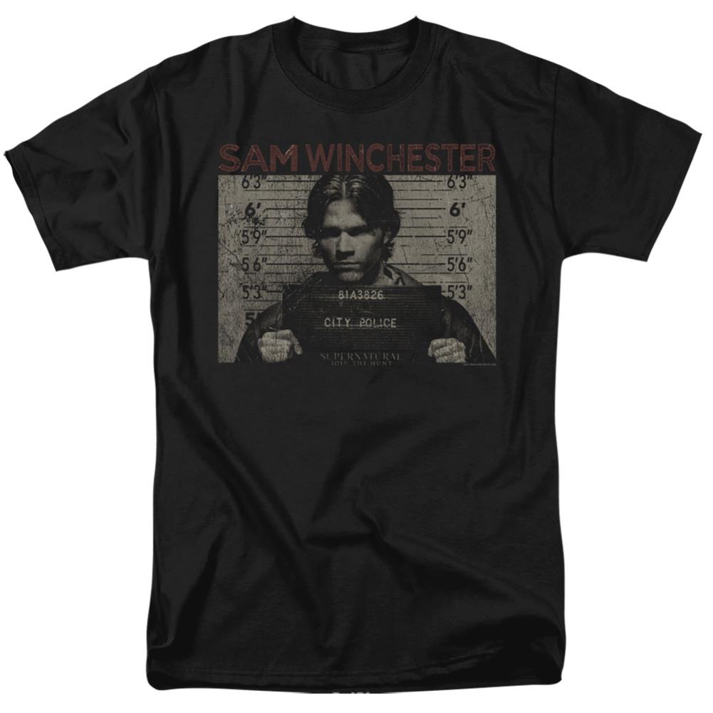 Supernatural Sam Mug Shot Men's 18/1 Cotton Short-Sleeve T-Shirt