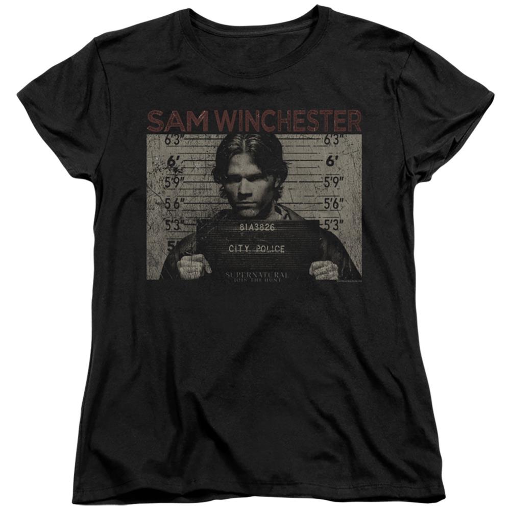 Supernatural Sam Mug Shot Women's 18/1 Cotton Short-Sleeve T-Shirt