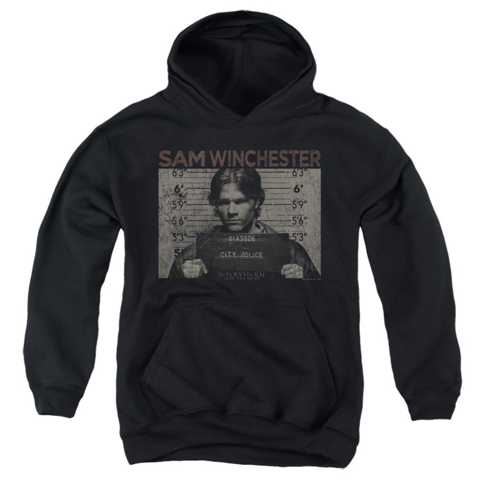 Supernatural Sam Mug Shot Youth Cotton Poly Pull-Over Hoodie