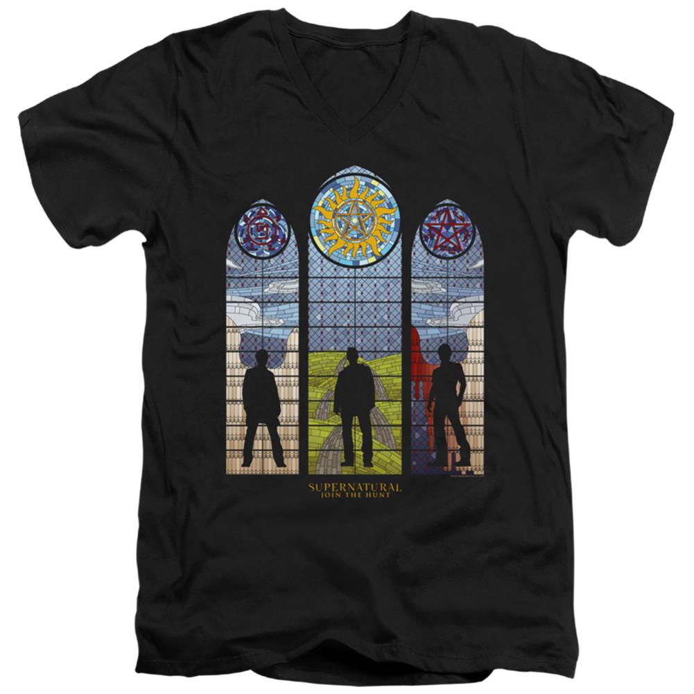 Supernatural Stained Glass Men's 30/1 Cotton Slim V-Neck T-Shirt