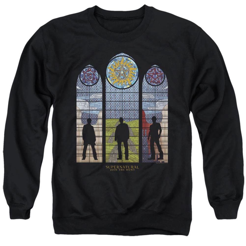 Supernatural Stained Glass Men's Crewneck 50 50 Poly Long-Sleeve T-Shirt