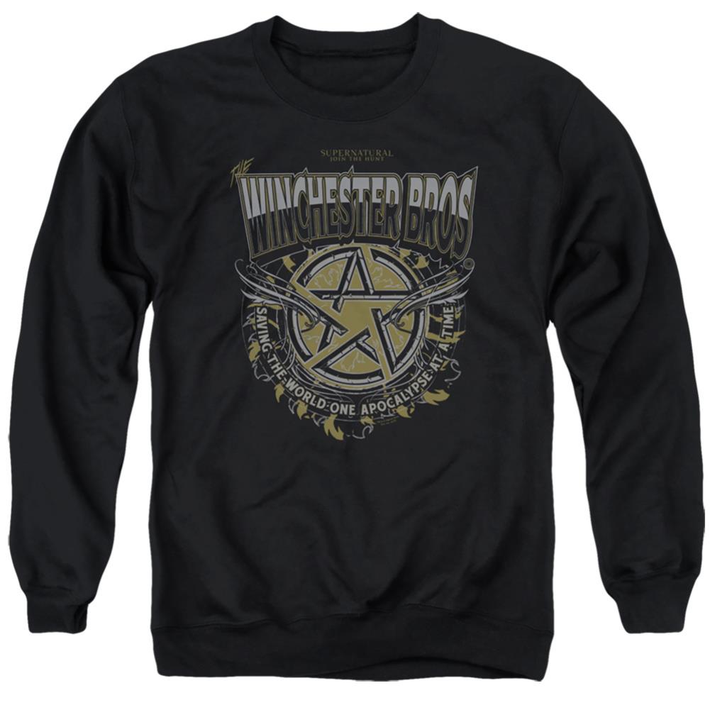 Supernatural Winchester Bros Men's Crewneck 50 50 Poly Long-Sleeve T-Shirt