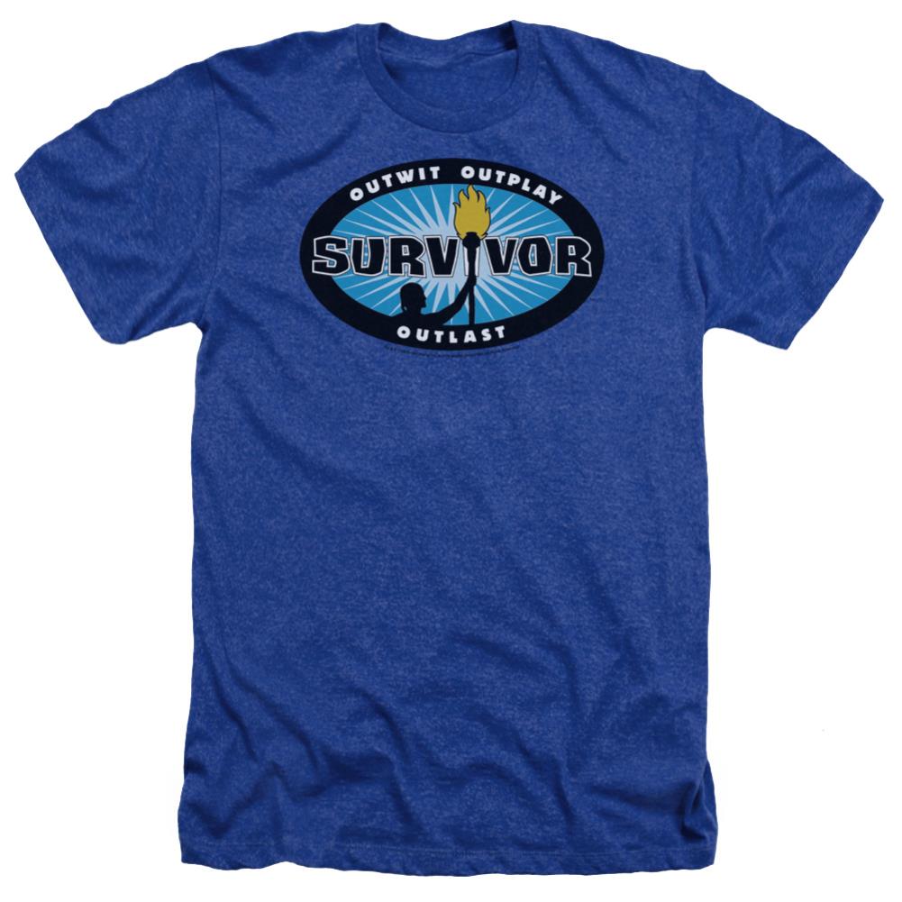 Survivor Blue Burst Men's 30/1 Heather 60 40 Poly SS T