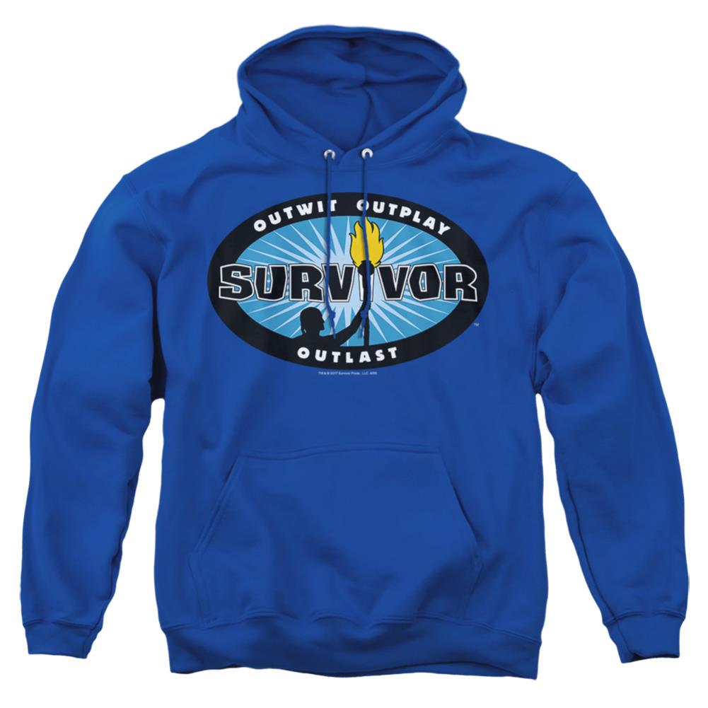 Survivor Blue Burst Men's Pull-Over 75 25 Poly Hoodie
