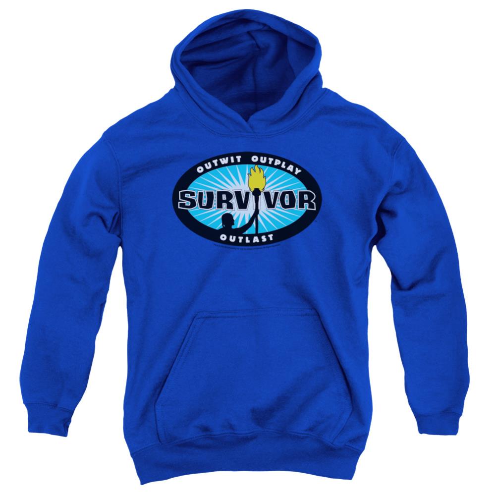 Survivor Blue Burst Youth Cotton Poly Pull-Over Hoodie