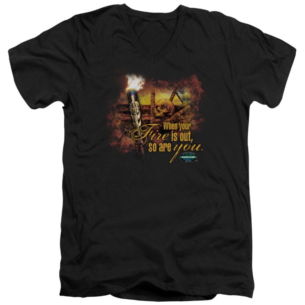 Survivor Fires Out Men's 30/1 Cotton Slim V-Neck T