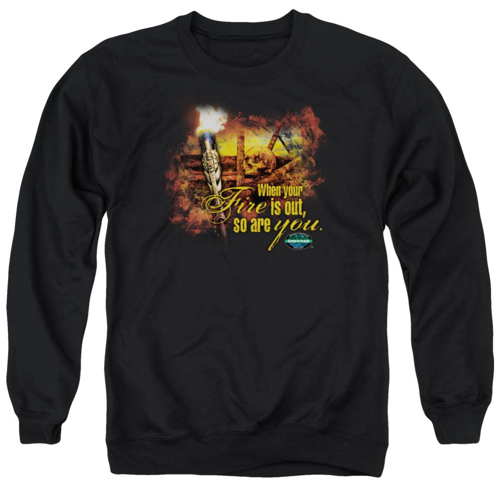 Survivor Fires Out Men's Crewneck 50 50 Poly LS T