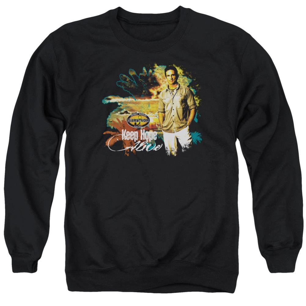Survivor Keep Hope Alive Men's Crewneck 50 50 Poly LS T