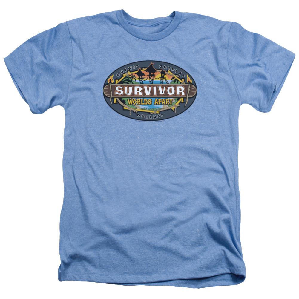 Survivor Worlds Apart Logo Men's 30/1 Heather 60 40 Poly SS T