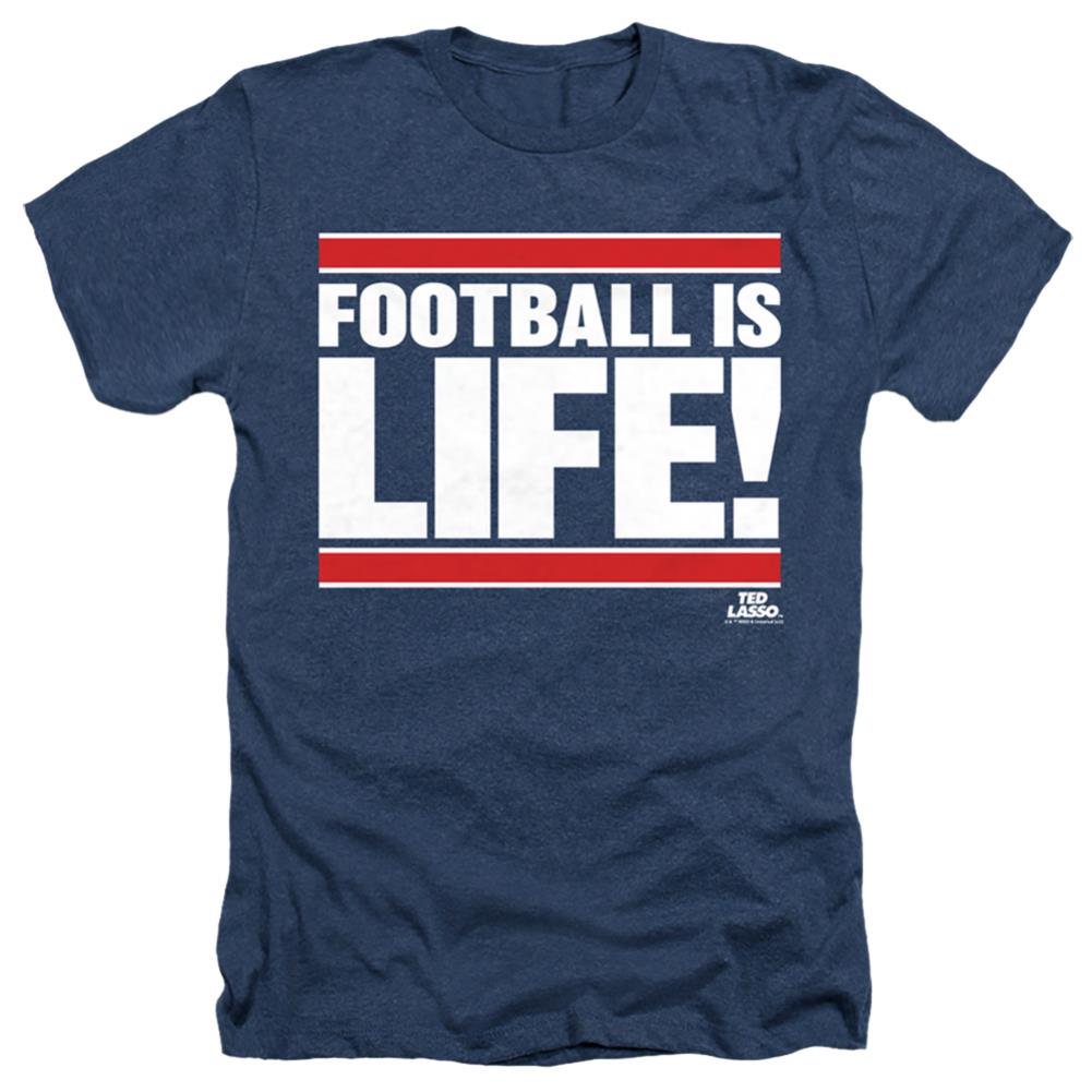 Ted Lasso Football Is Life Men's 30/1 Heather 60 40 Poly Short-Sleeve T-Shirt