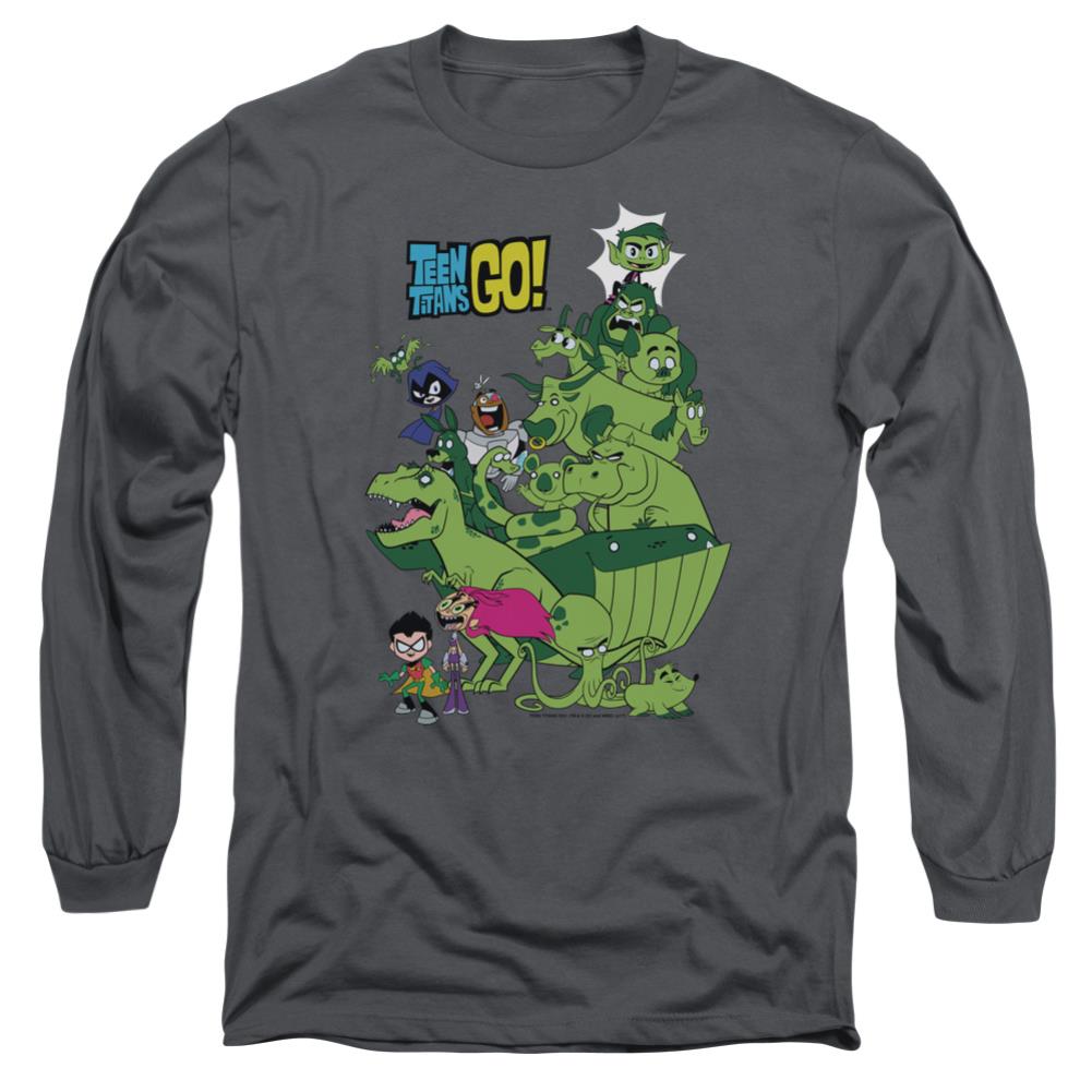 Teen Titans Go Beast Boy Stack Men's 18/1 Cotton Long-Sleeve T-Shirt